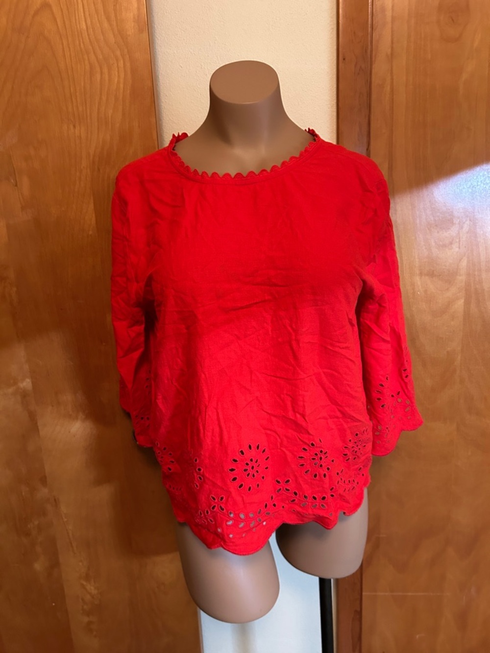 LOFT Eyelet Cotton Peasant Blouse